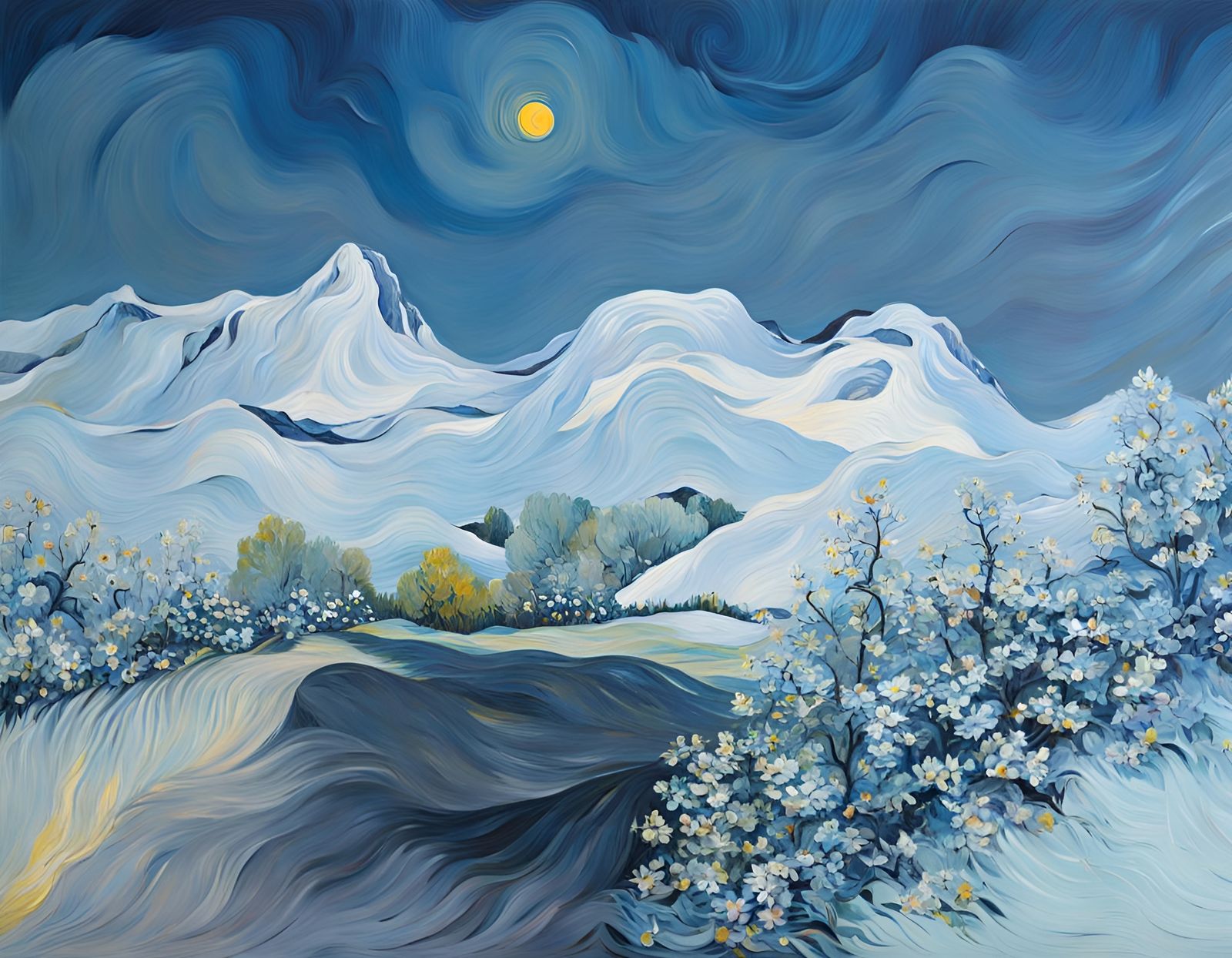 Abstract Painting in Van Gogh Style with Thick Texture