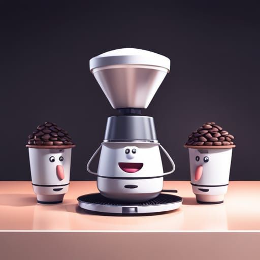 Singing Coffeemaker and Coffee Cup Choir in 3D