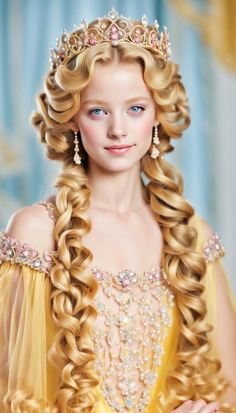 Blonde Princess with Tiara and Gown in Digital Art