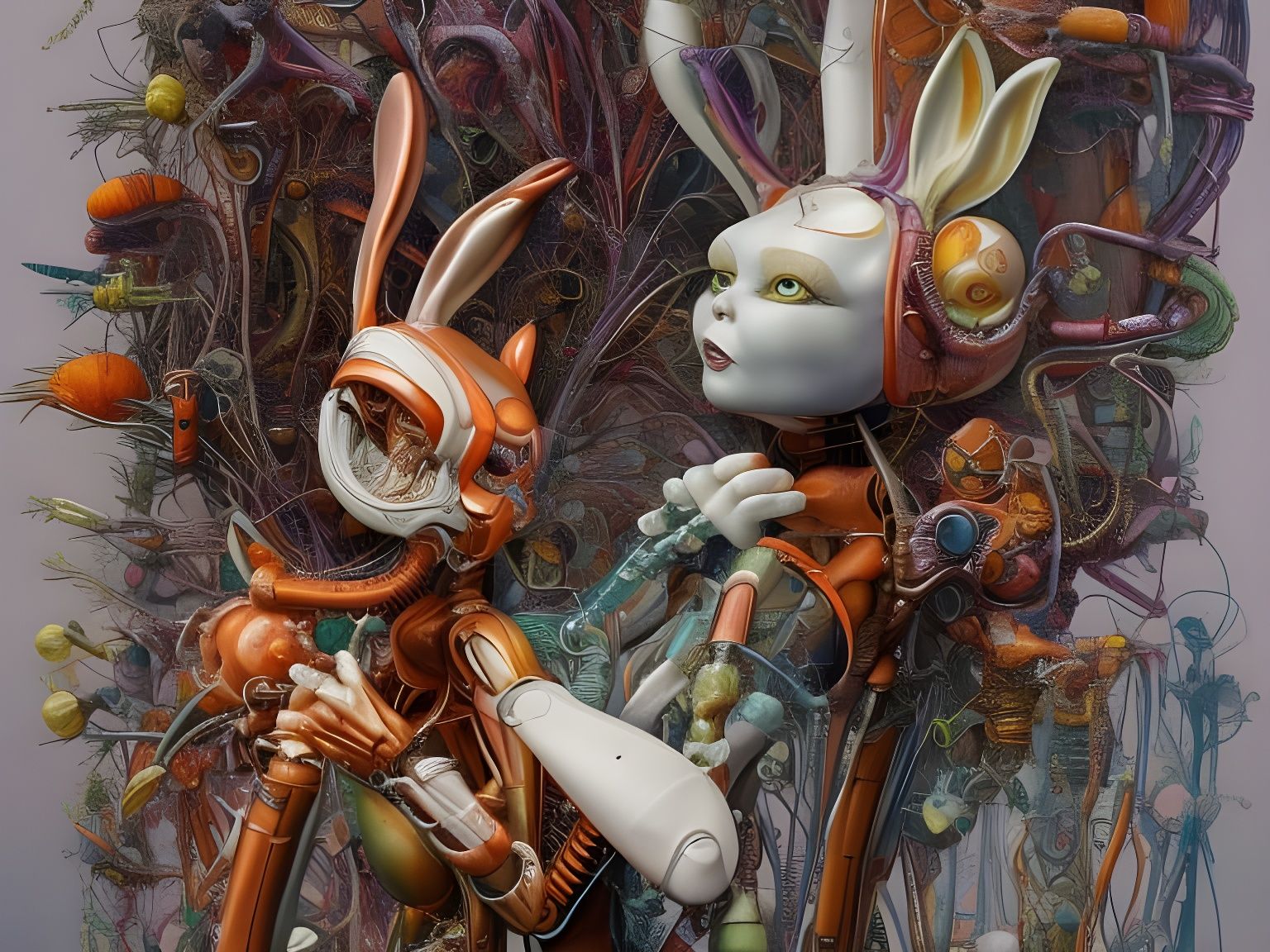 Cybernetic Bugs Bunny in Biomechanical Carrot Fantasy