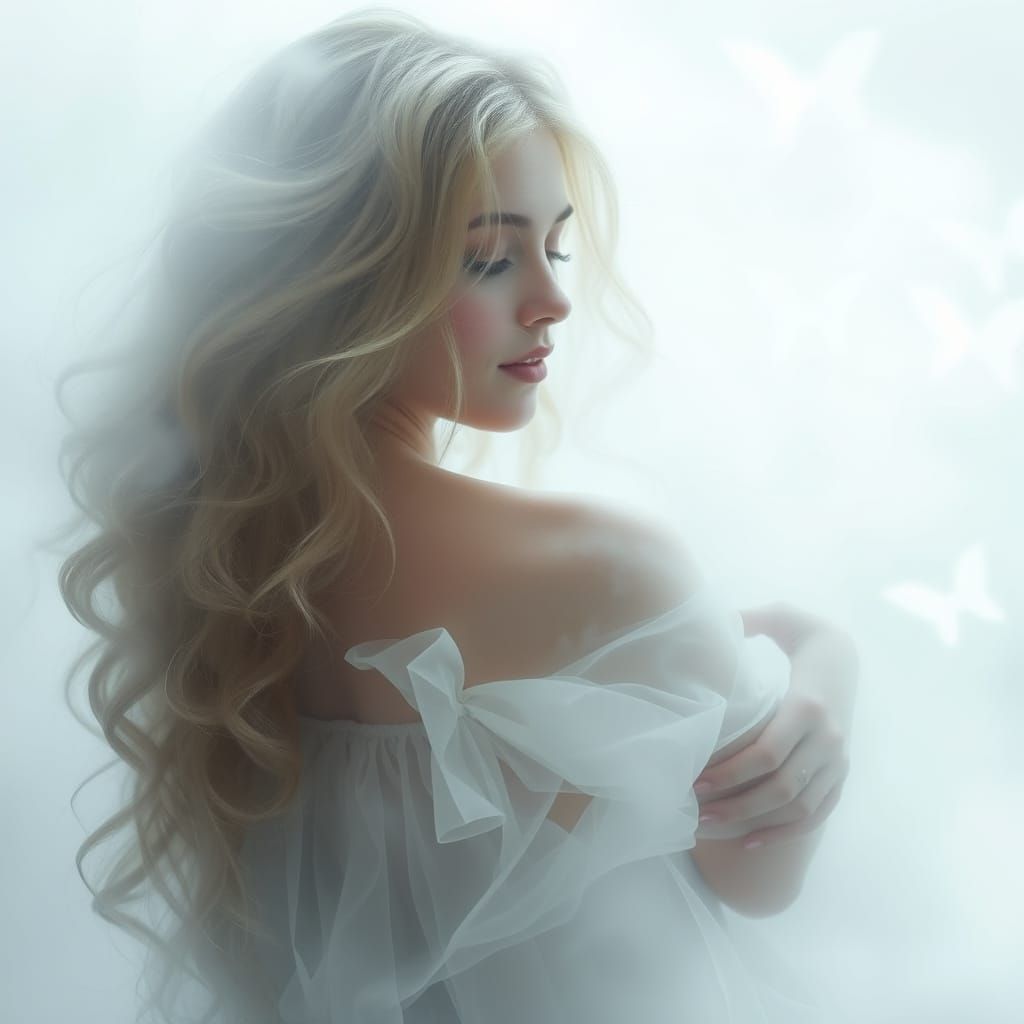 Ethereal Maiden Adorned in Light Mist
