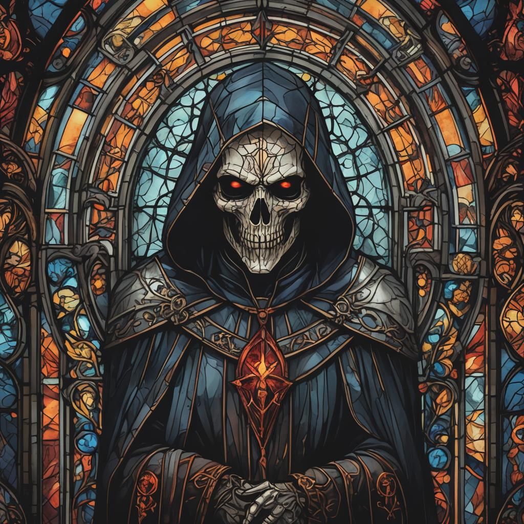 Grimdark Scene in Stained Glass Art