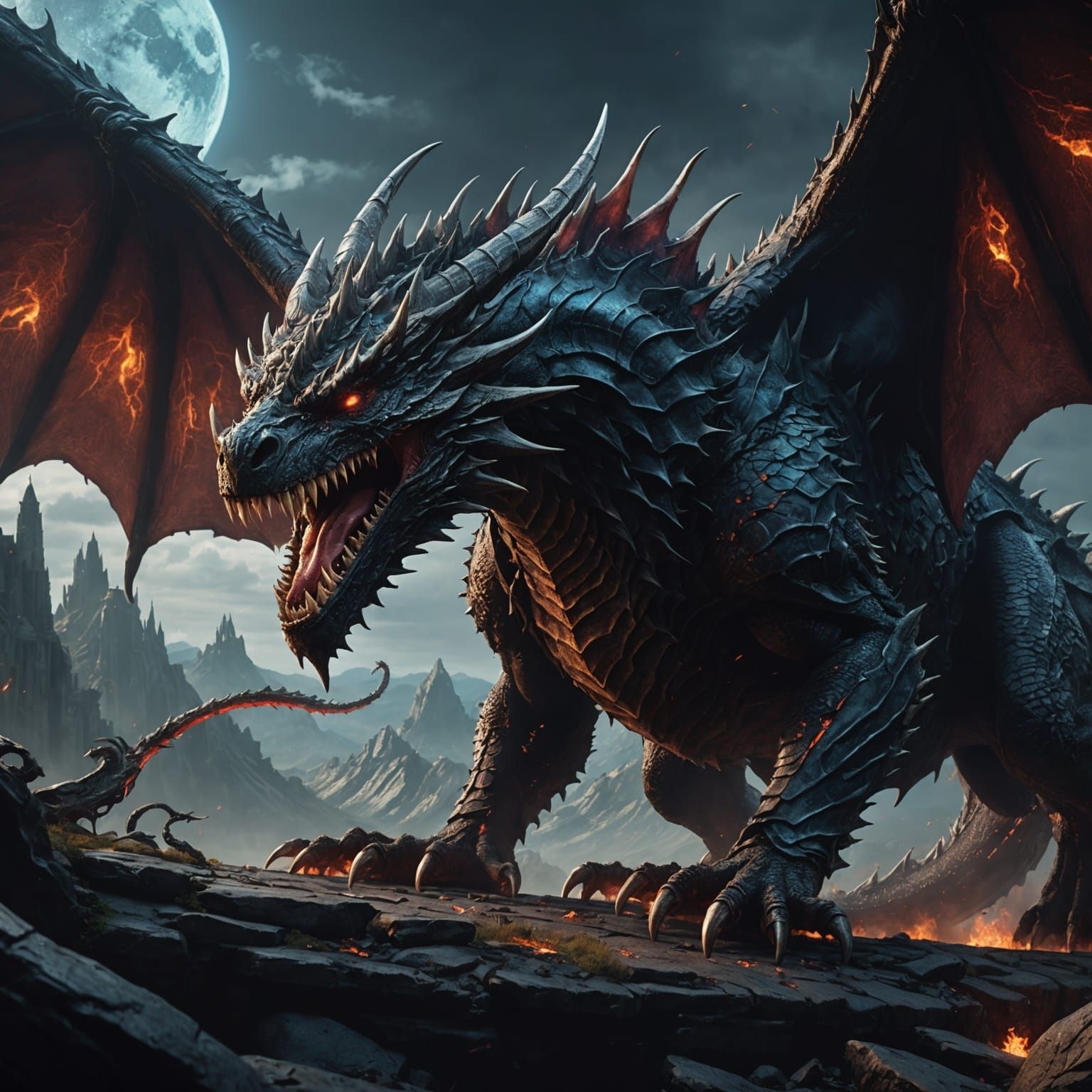 Death Dragon Consumes Worlds: Detailed Matte Painting