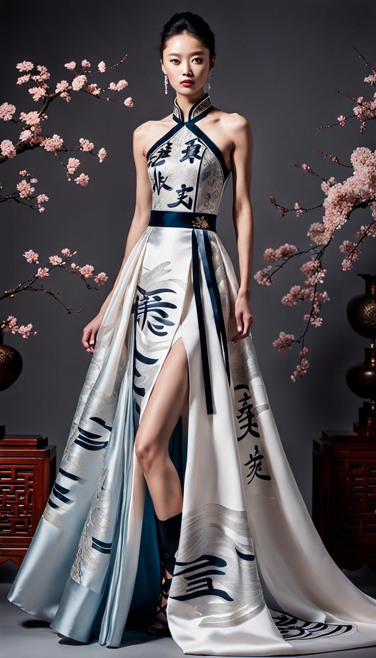 Calligraphy Ball Gown in Vogue Style