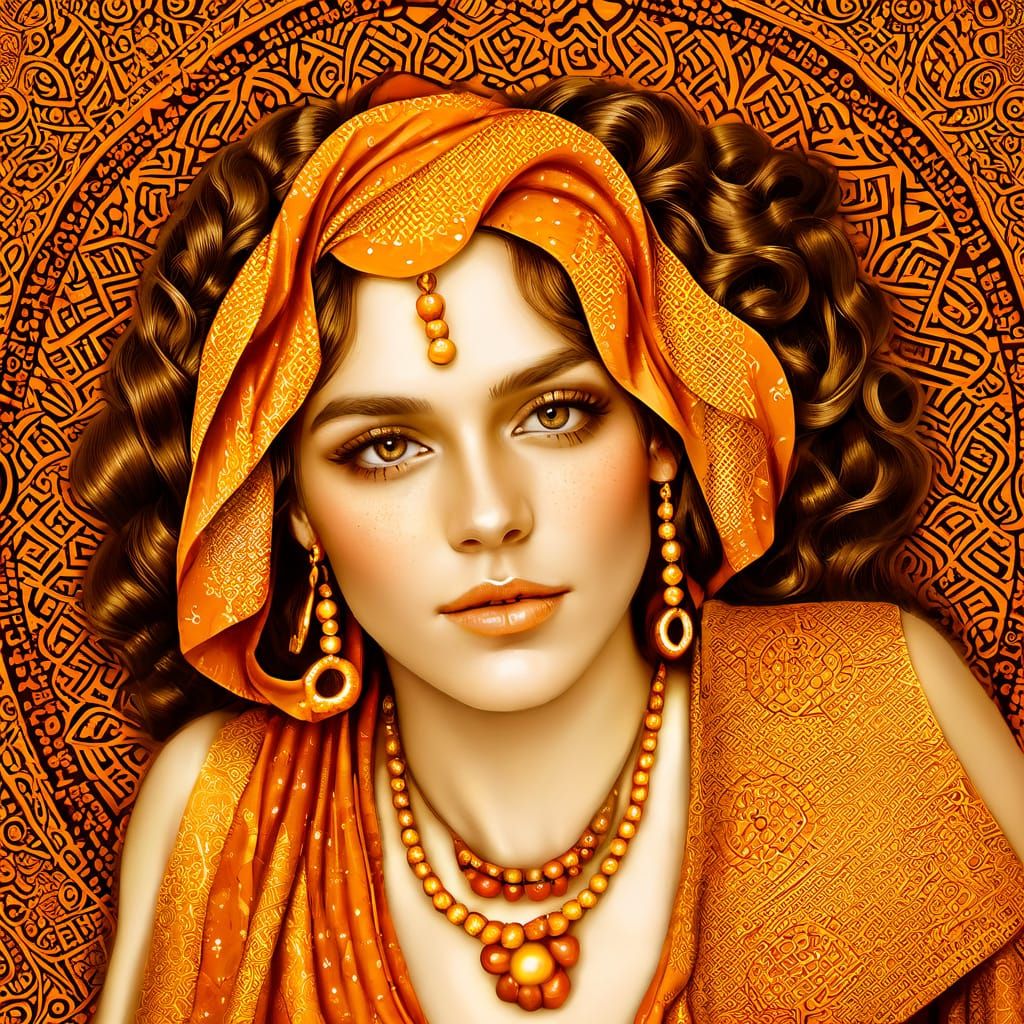 Elegant Woman in Ornate Style Digital Artwork