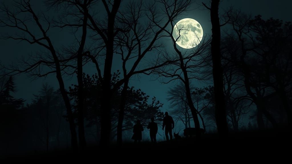 Moonlit Silhouettes with Glowing Edges in Hyperrealistic Sty...