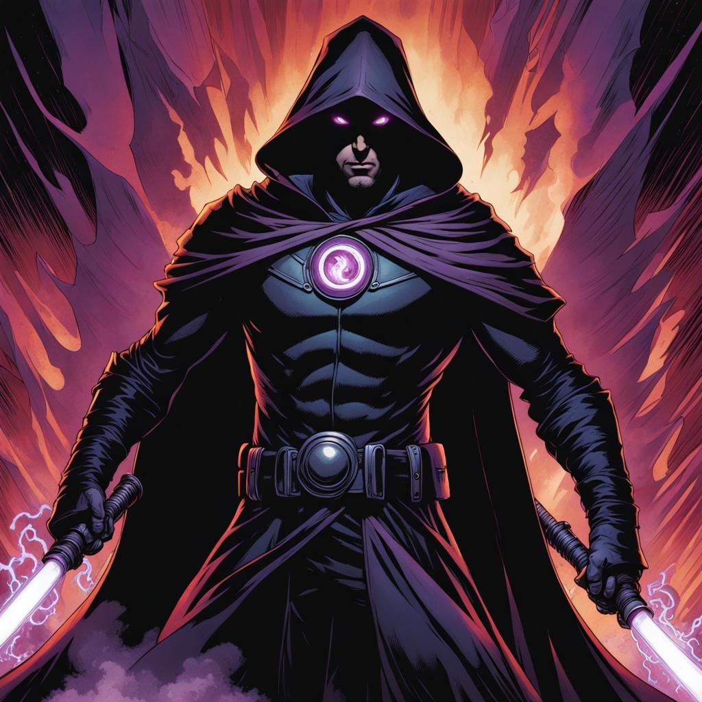 Smoky Dark Entity Character Sheet in Comic Book Style