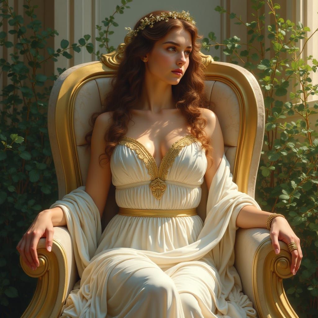 Goddess Brizo in Classical Greek Attire Oil Painting