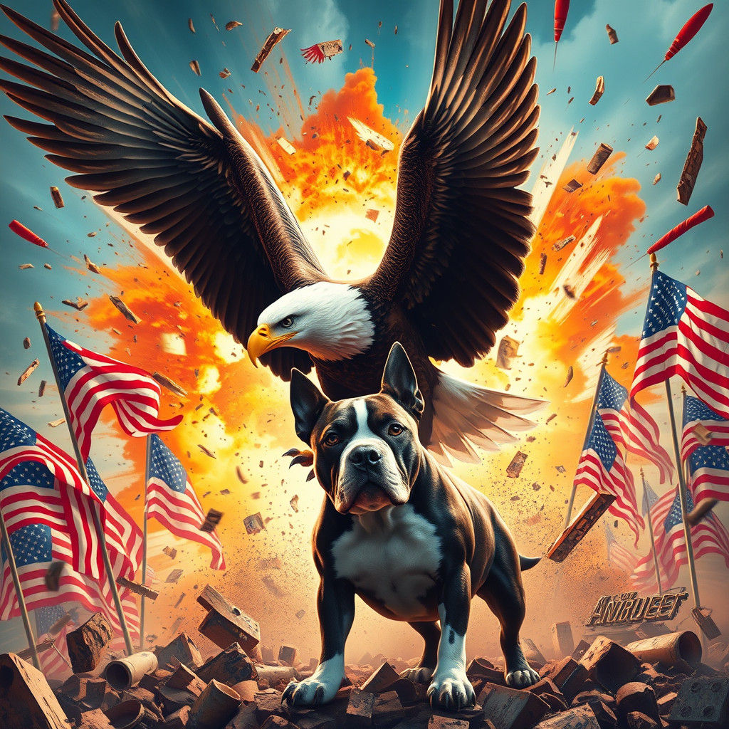 Eagle and American Flag in Dynamic Scene