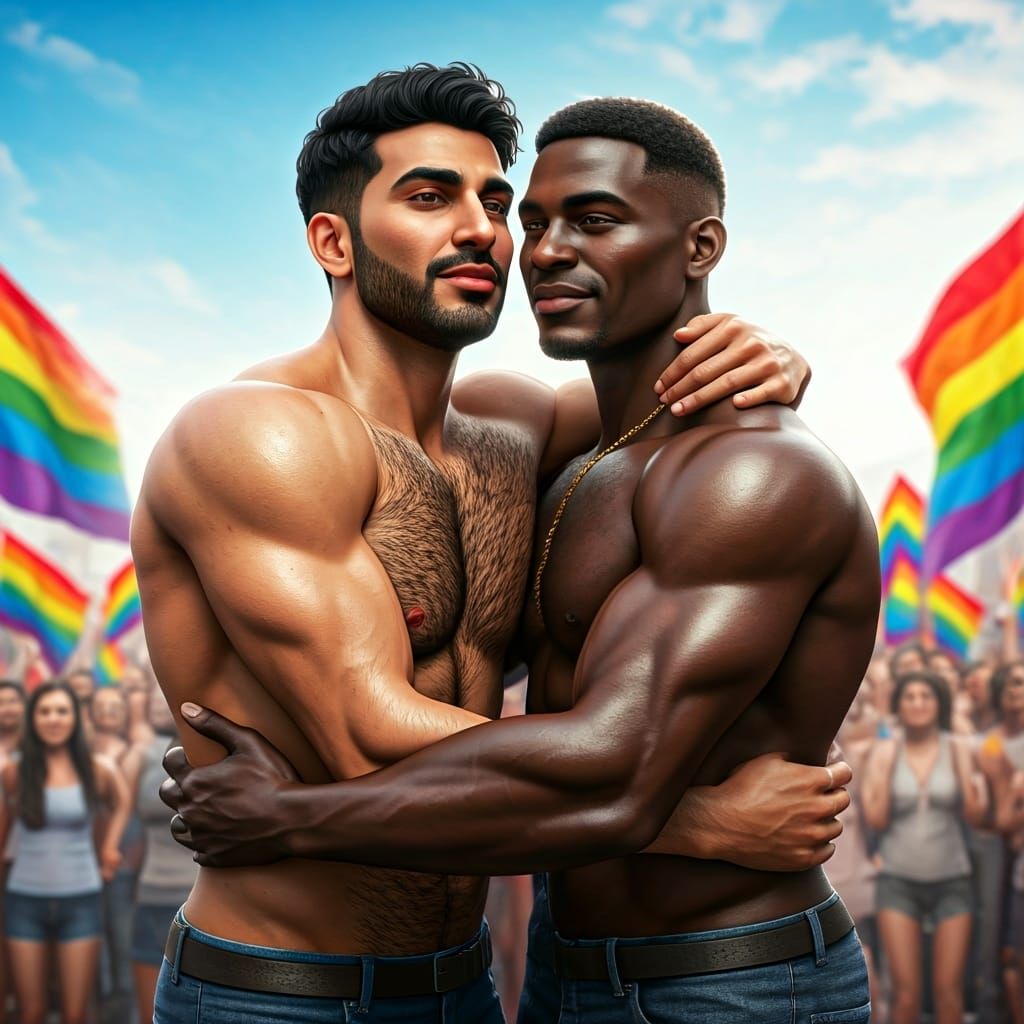 Gay Couple's Pride Celebration in Cinematic 8k