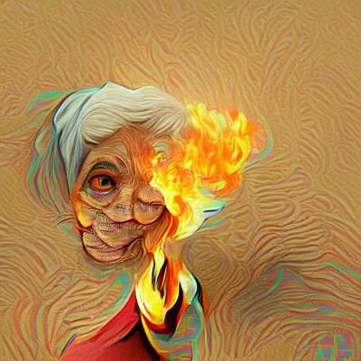 Fiery Portrait of an Elderly Woman