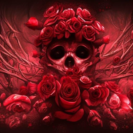 Eldritch Blood Rose Abomination in Abstract Style