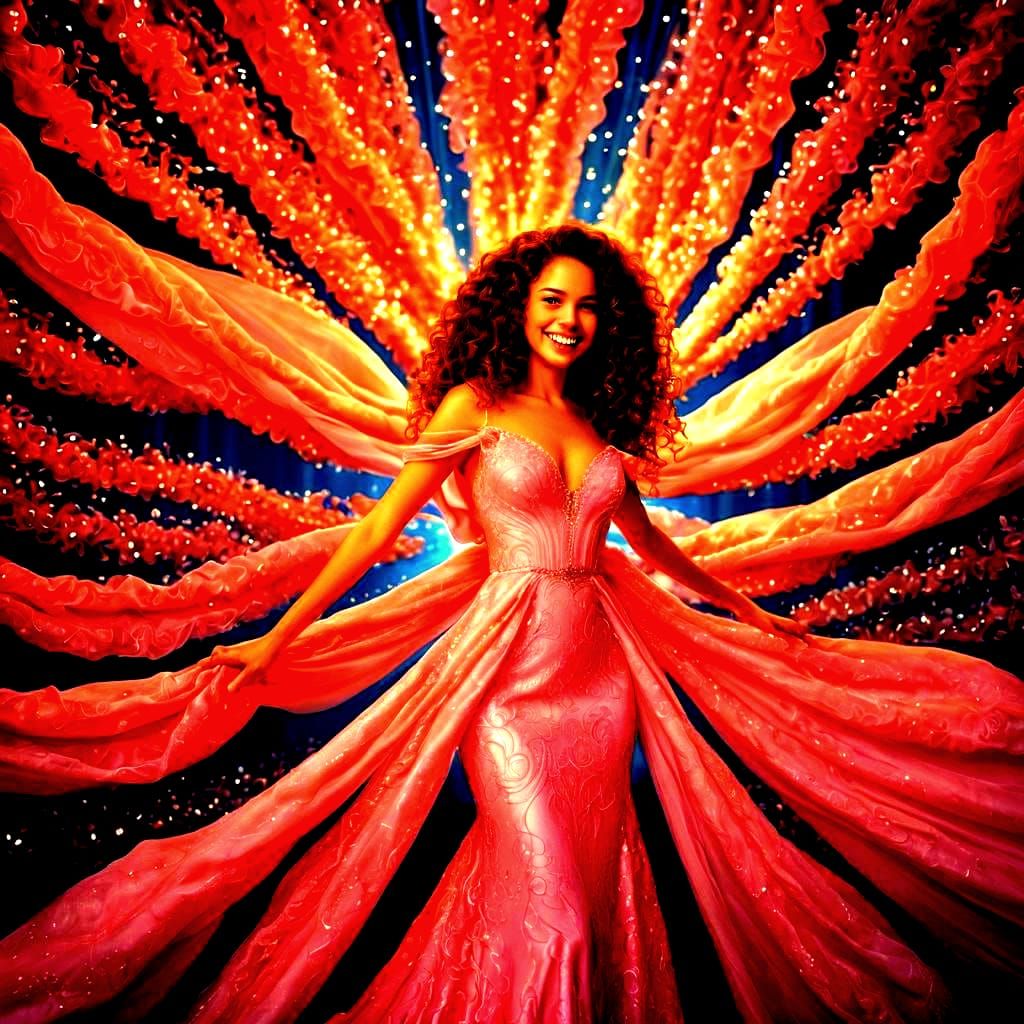 Elegant Woman in Pink Gown: Hyper-Realistic Portrait