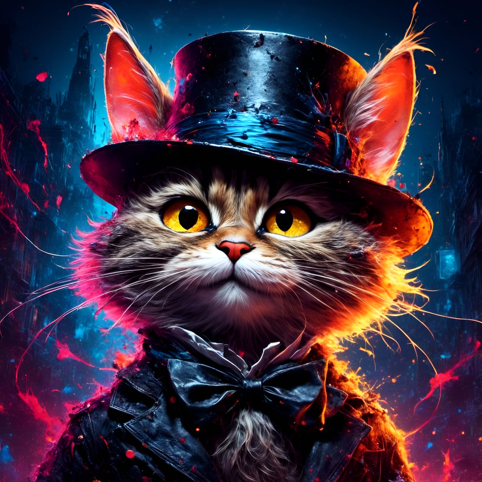 Cat in the Hat as Batman: Digital Portrait