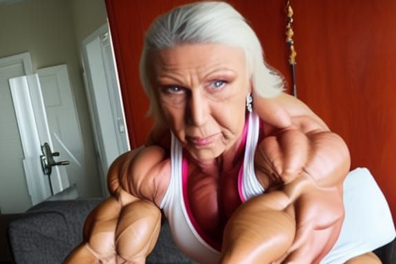 Extremely Muscular Bodybuilder Grandma