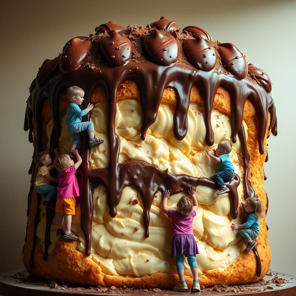 Gigantic Chocolate Pastry Playground in Hyper-Realistic Styl...