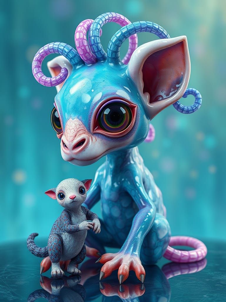 Ploidy with a Small Pet Acrylic Wash Painted on Glass Turquoise