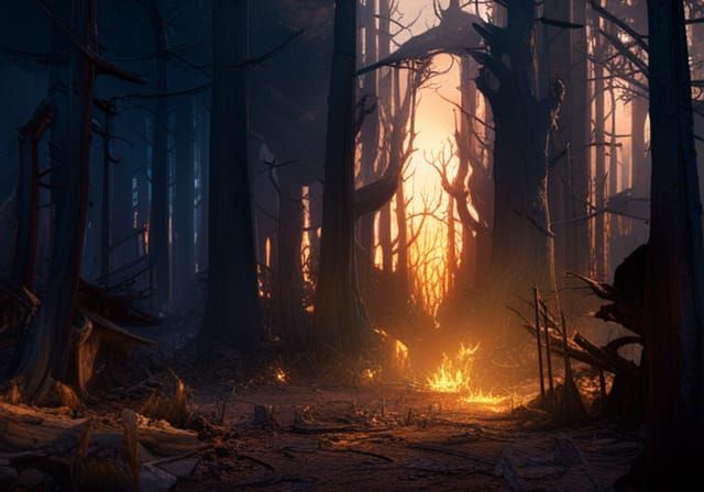 Inferno: Dark Fantasy Forest Fire in 8K