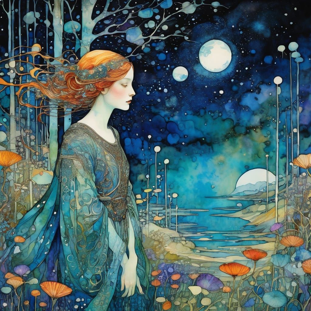 Detailed Liquid Ink Watercolour Digital Illustration