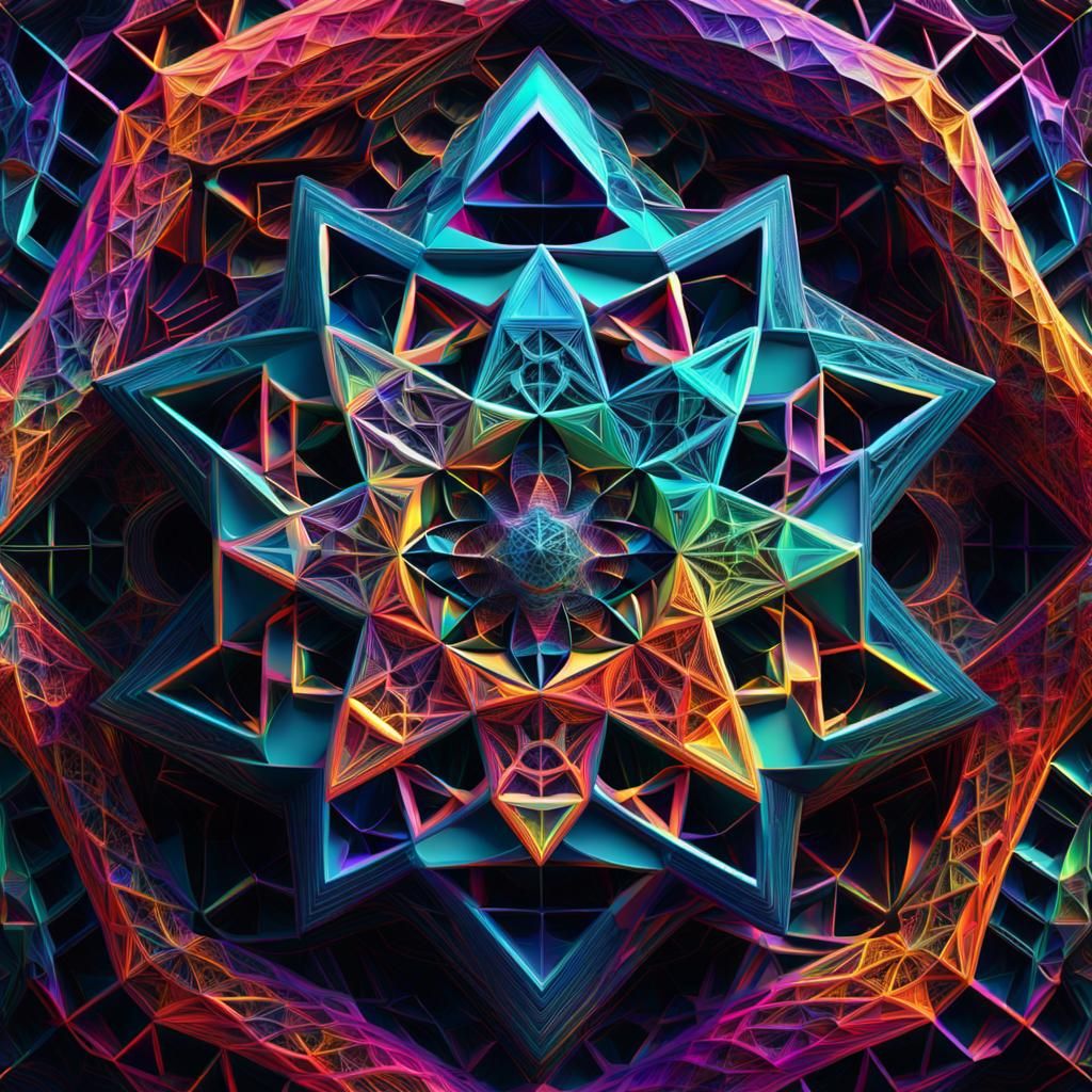 Isometric View of Sacred Geometry Art in 8K