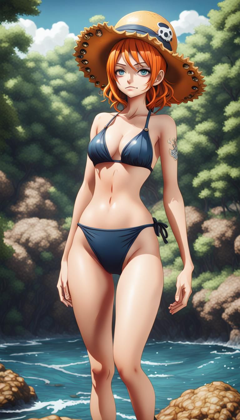 Nami in Bikini: Detailed Matte Painting