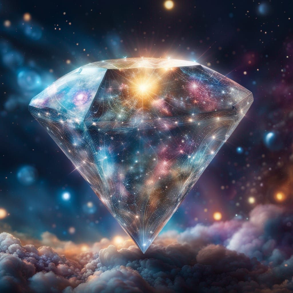 Diamond Star in Magical Galaxy, Holographic Illustration