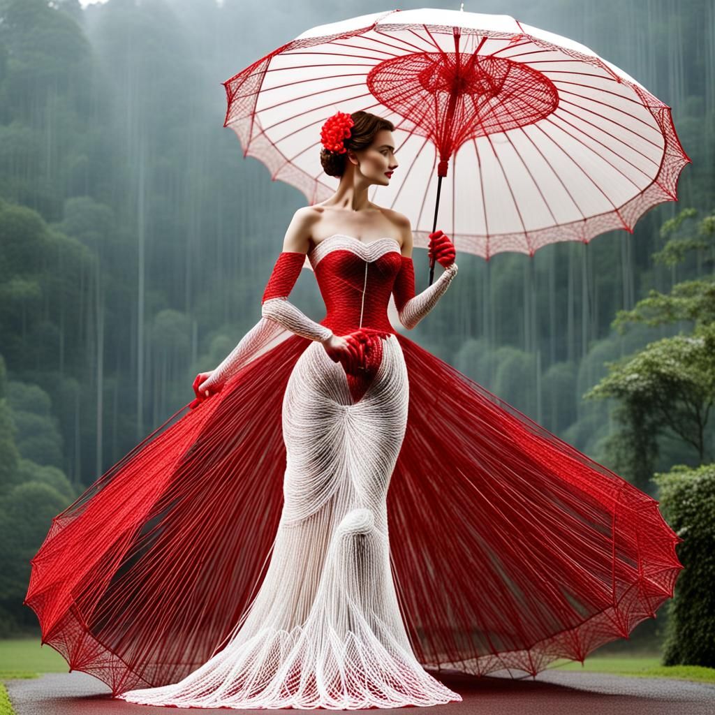 Elegant String Woman with Umbrella