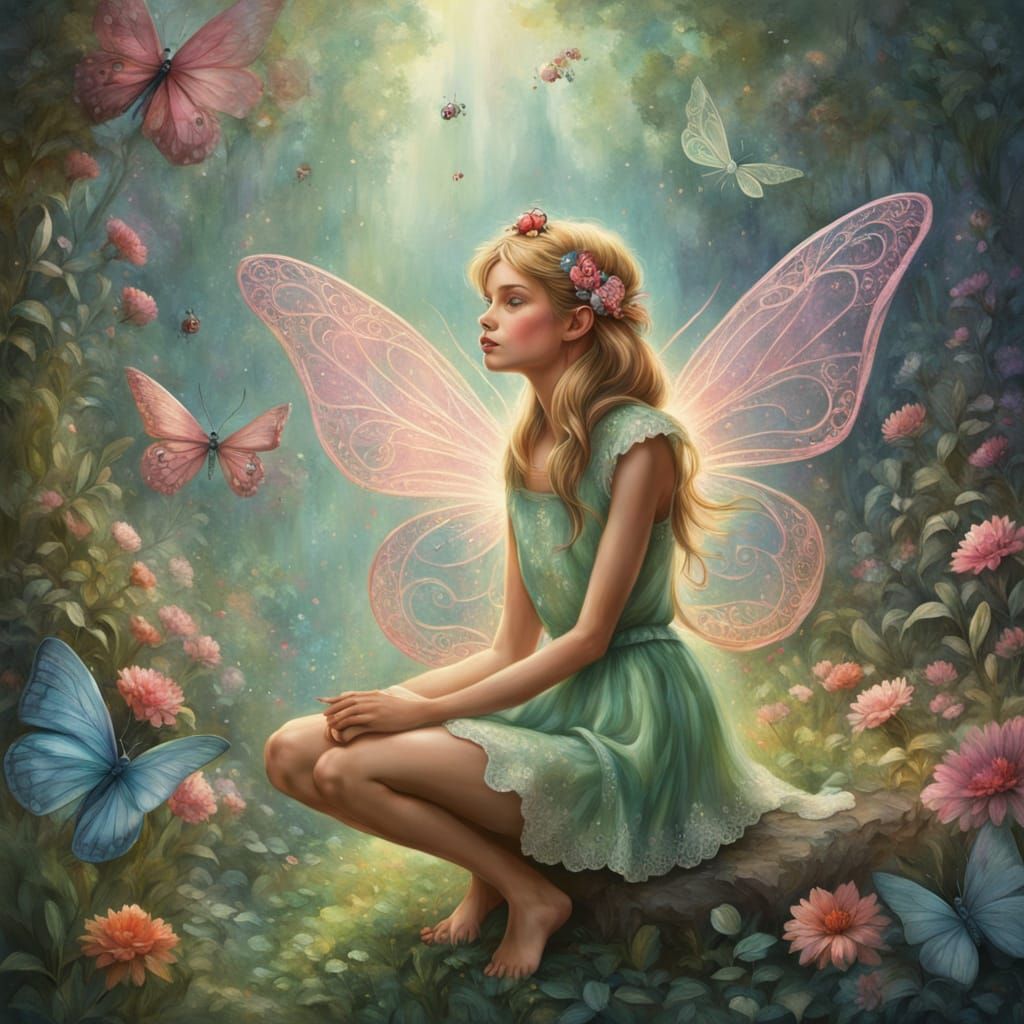 Fauvist Fairy Blowing a Kiss in Dreamy Light