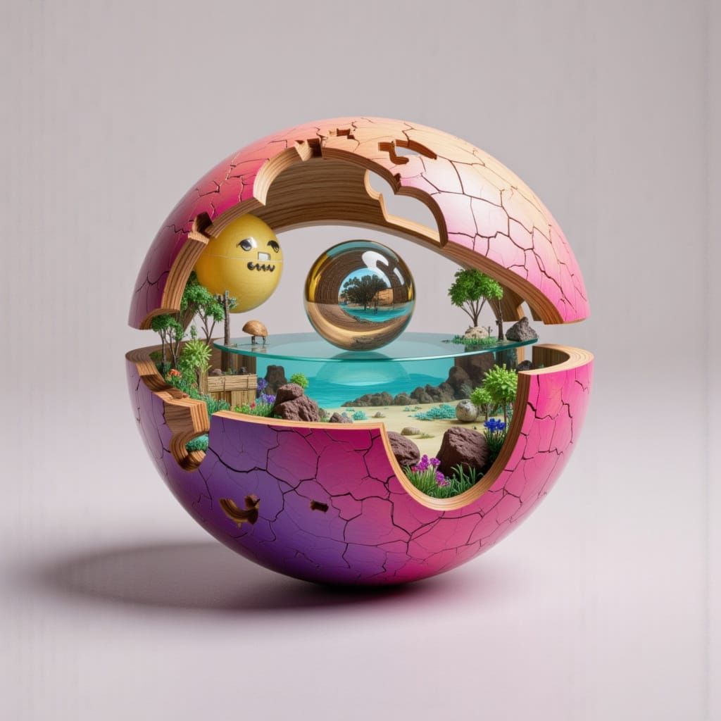 Intricately Carved Wooden Magic 8-Ball Rollerball