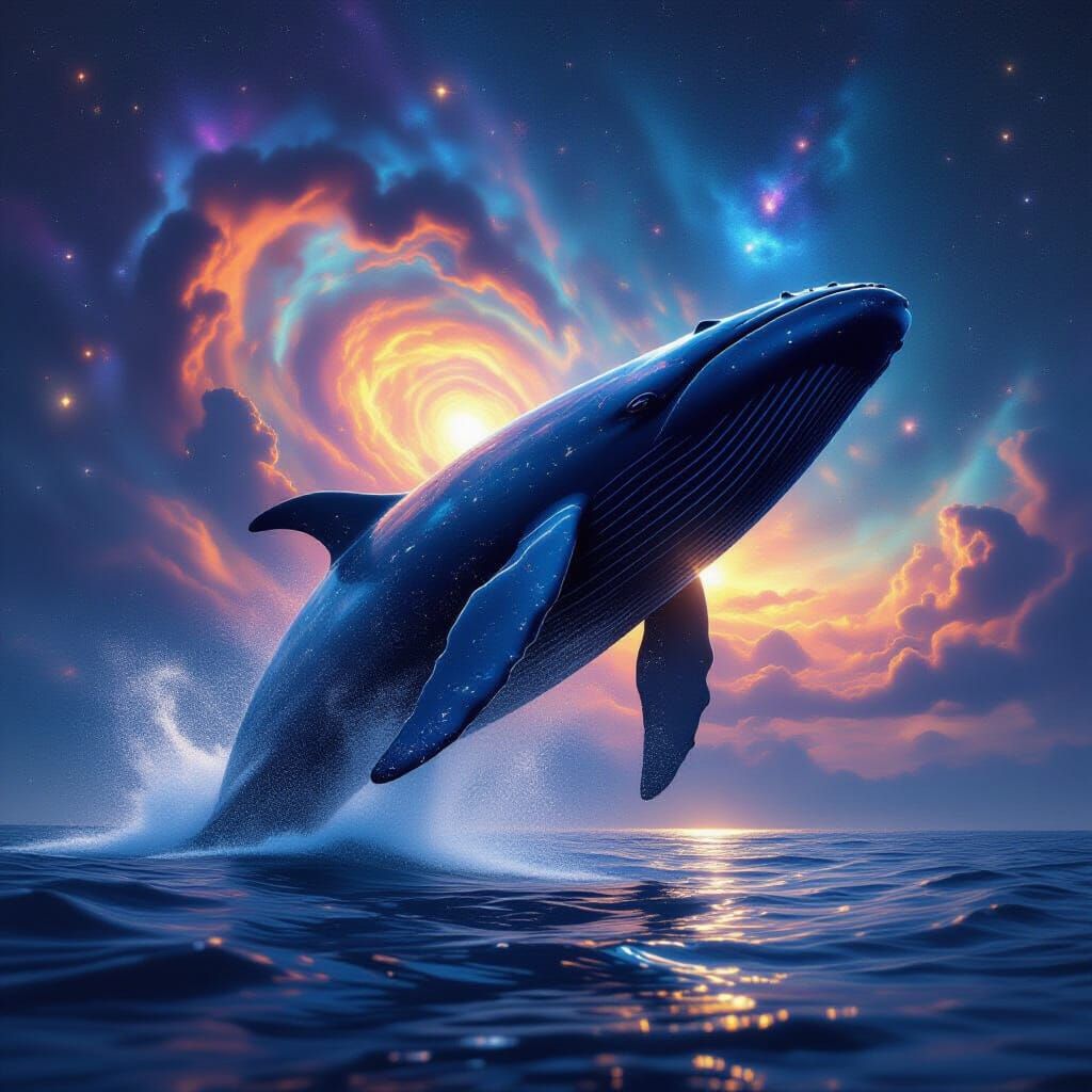 Colossal Whale Breaches Cosmic Galaxy Sea