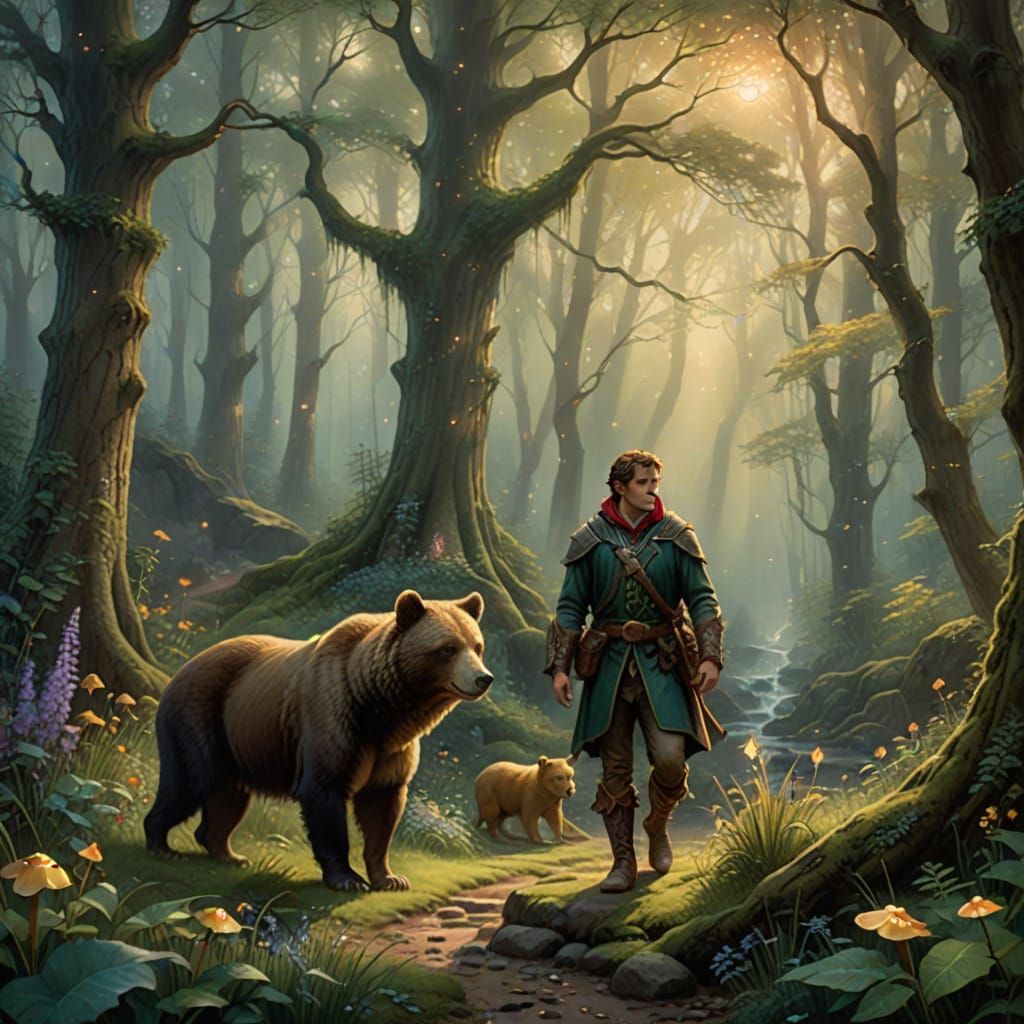 Ethereal Elf Ranger Surrounded by Mystical Forest