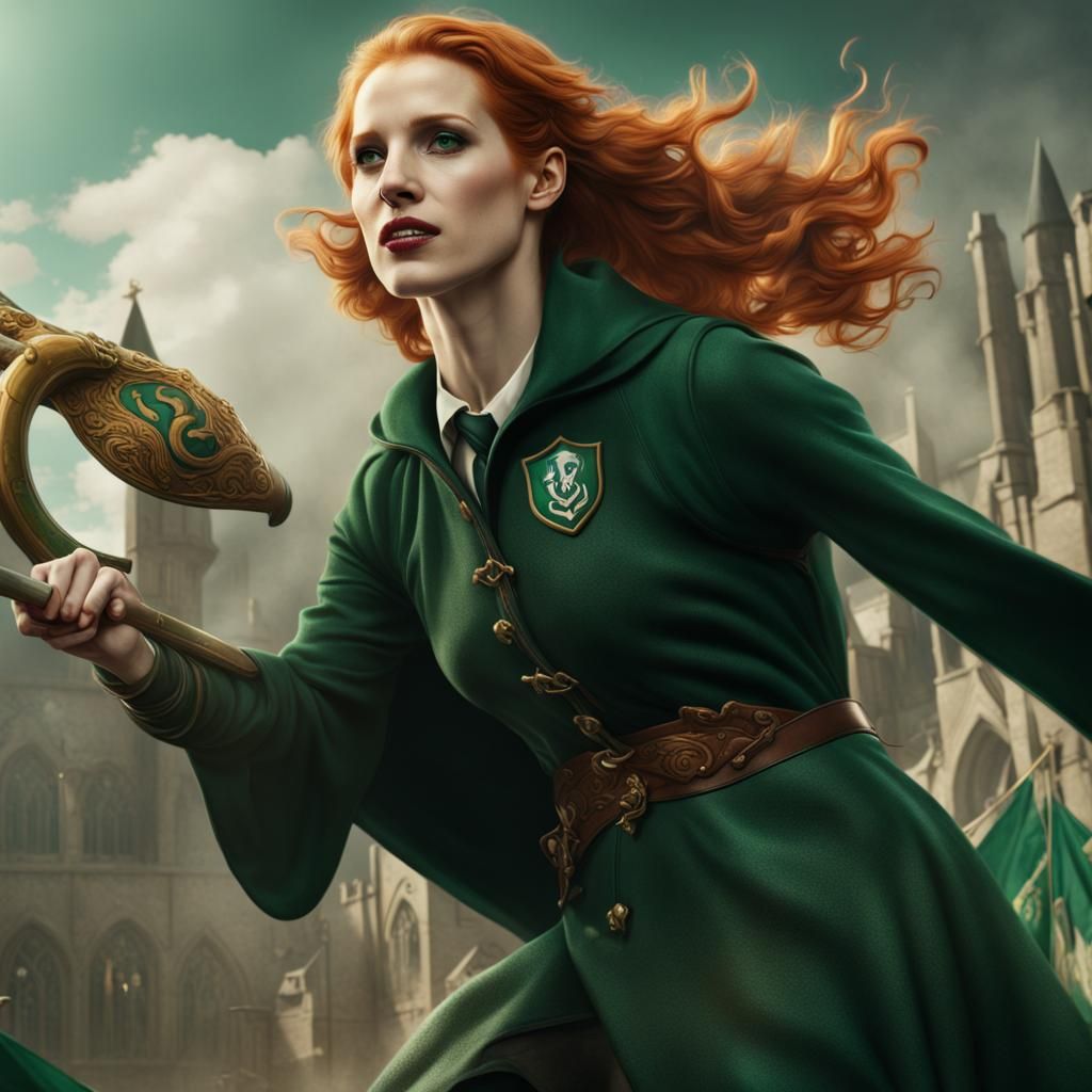 Jessica Chastain as Slytherin Quidditch Player