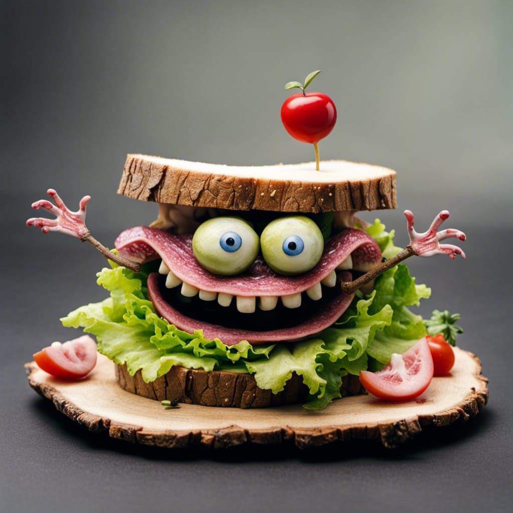 Wacky Sandwich Character in Stop-Motion Style