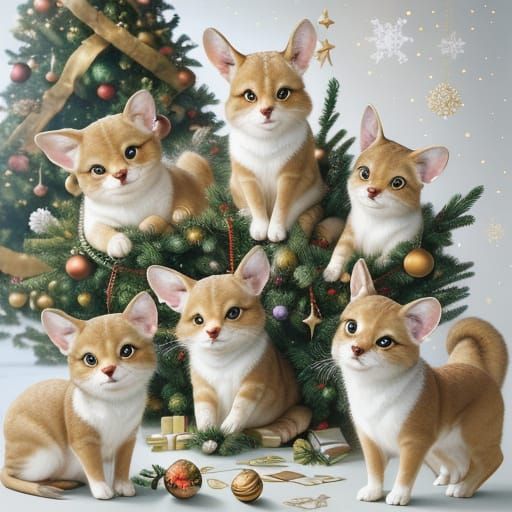 Whimsical Christmas Scene with Joyful Joeys