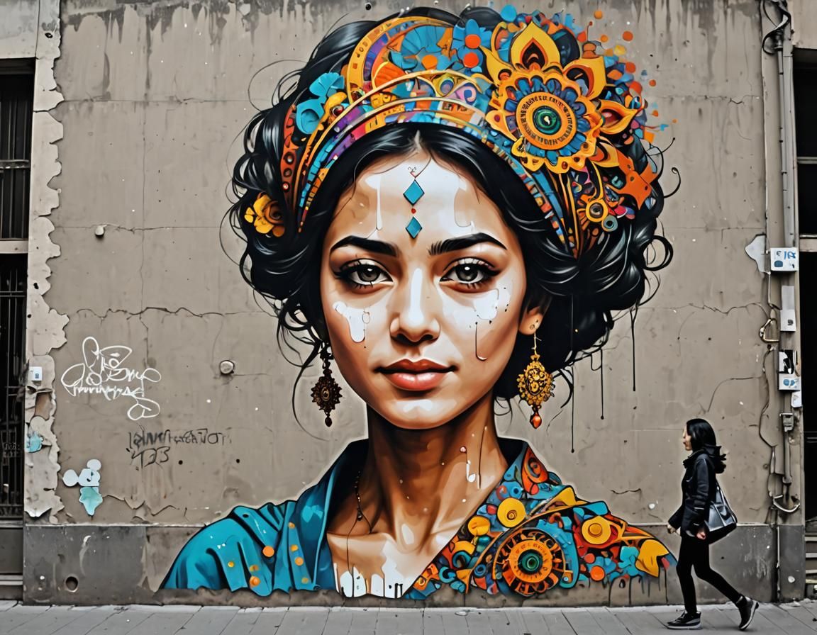 Graffiti Art: Women's Strength in Mandelbrot Forms