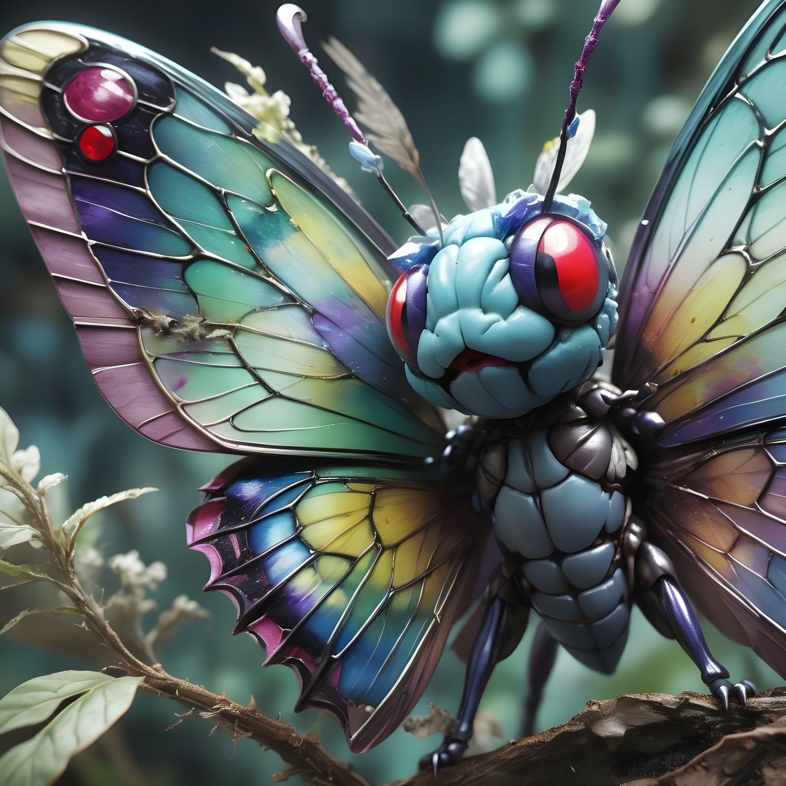 Butterfree Close-Up: Hyperrealistic Pokémon Photography