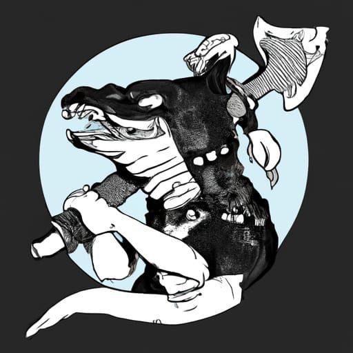 Demon Shark with Katana Sword