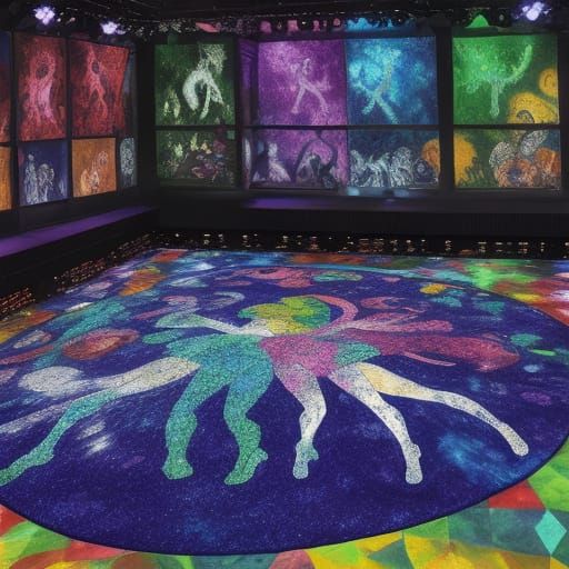 Surreal Disco Dance Scene in Vibrant Colors