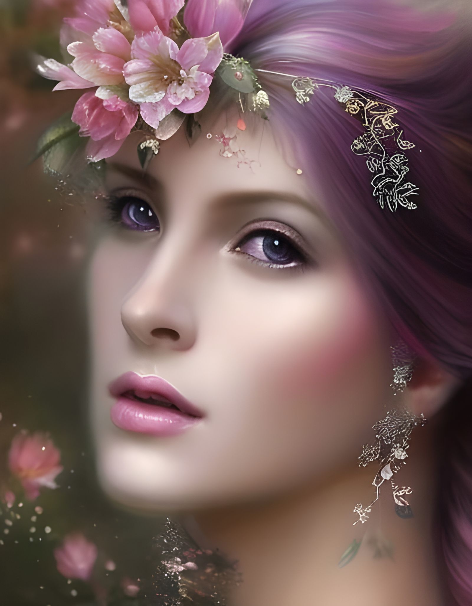 Beautiful Pink Fairy with Crown of Flowers