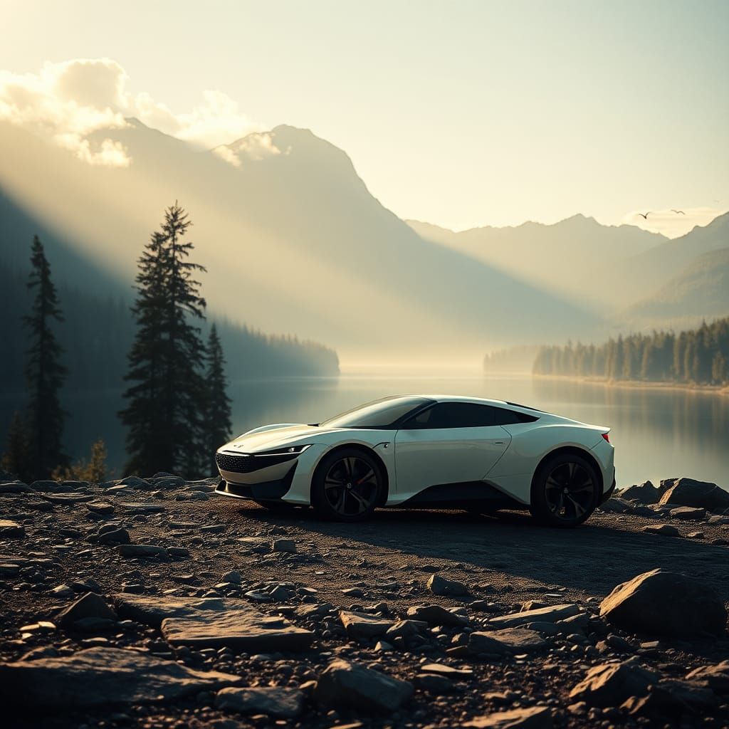 Cream Peugeot Concept by Mountain Lake: Cinematic Style
