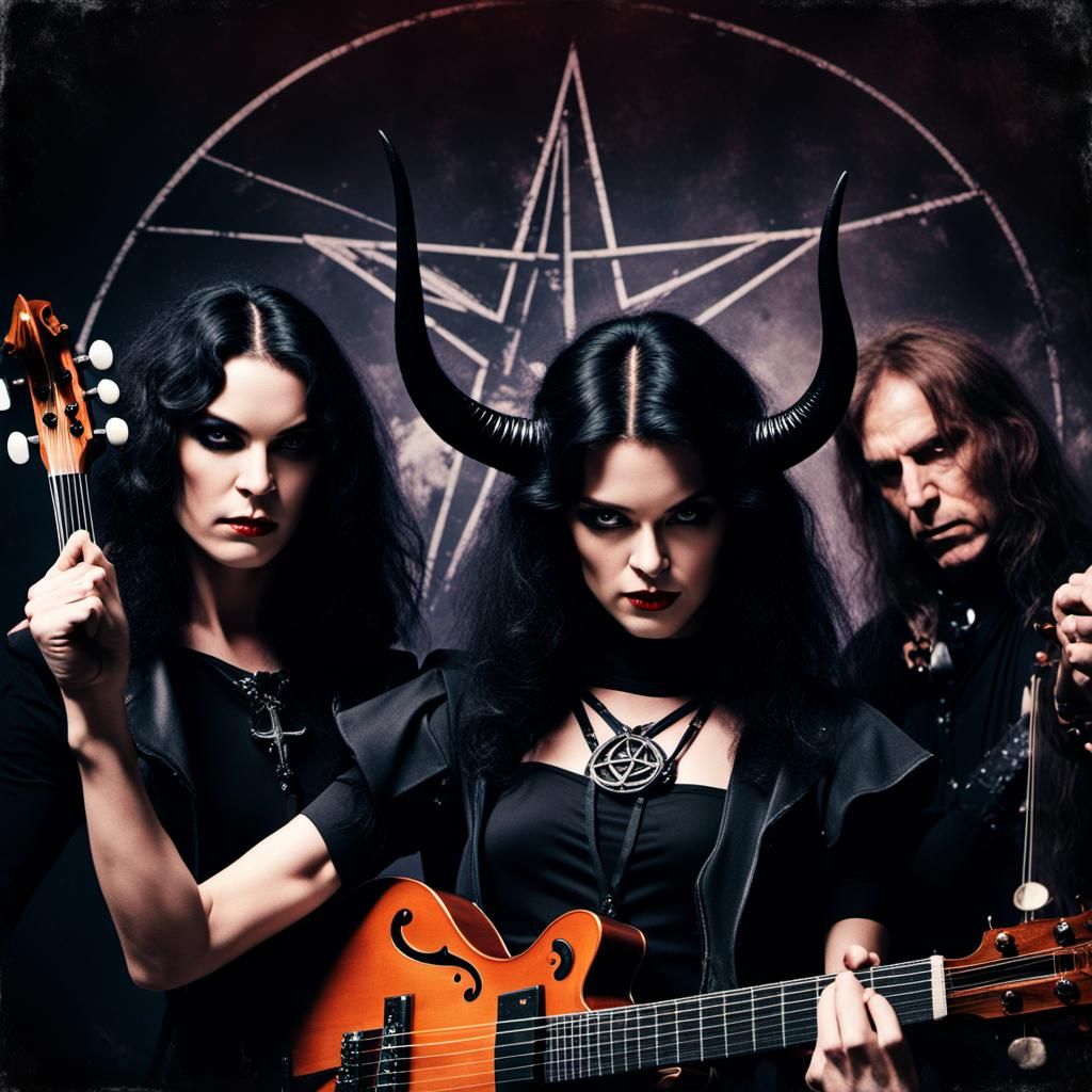 Heavy Metal Album Cover with Polaroid Woman