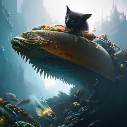 Cats Stealing Fish 1 - Bit Off More Than He Can Chew