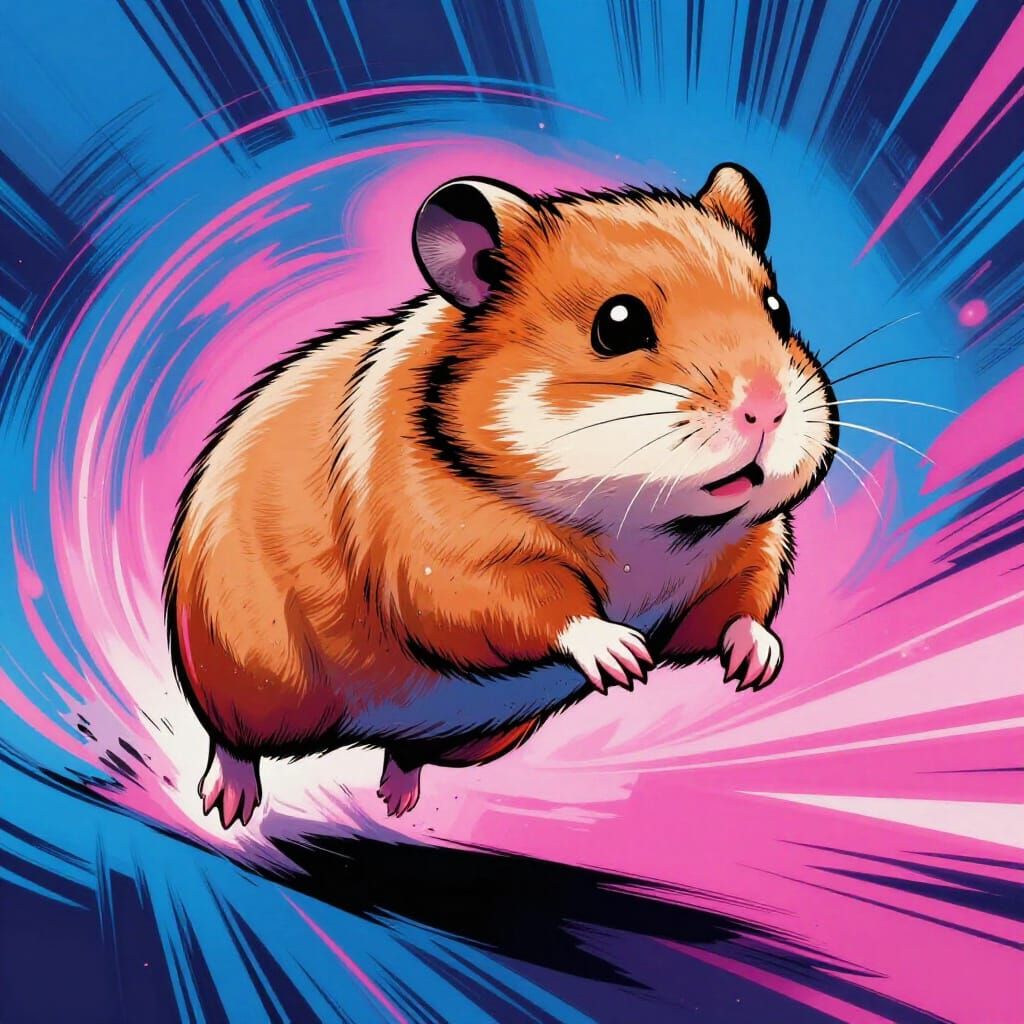Dynamic Hamster Illustration in Bold Graphic Style