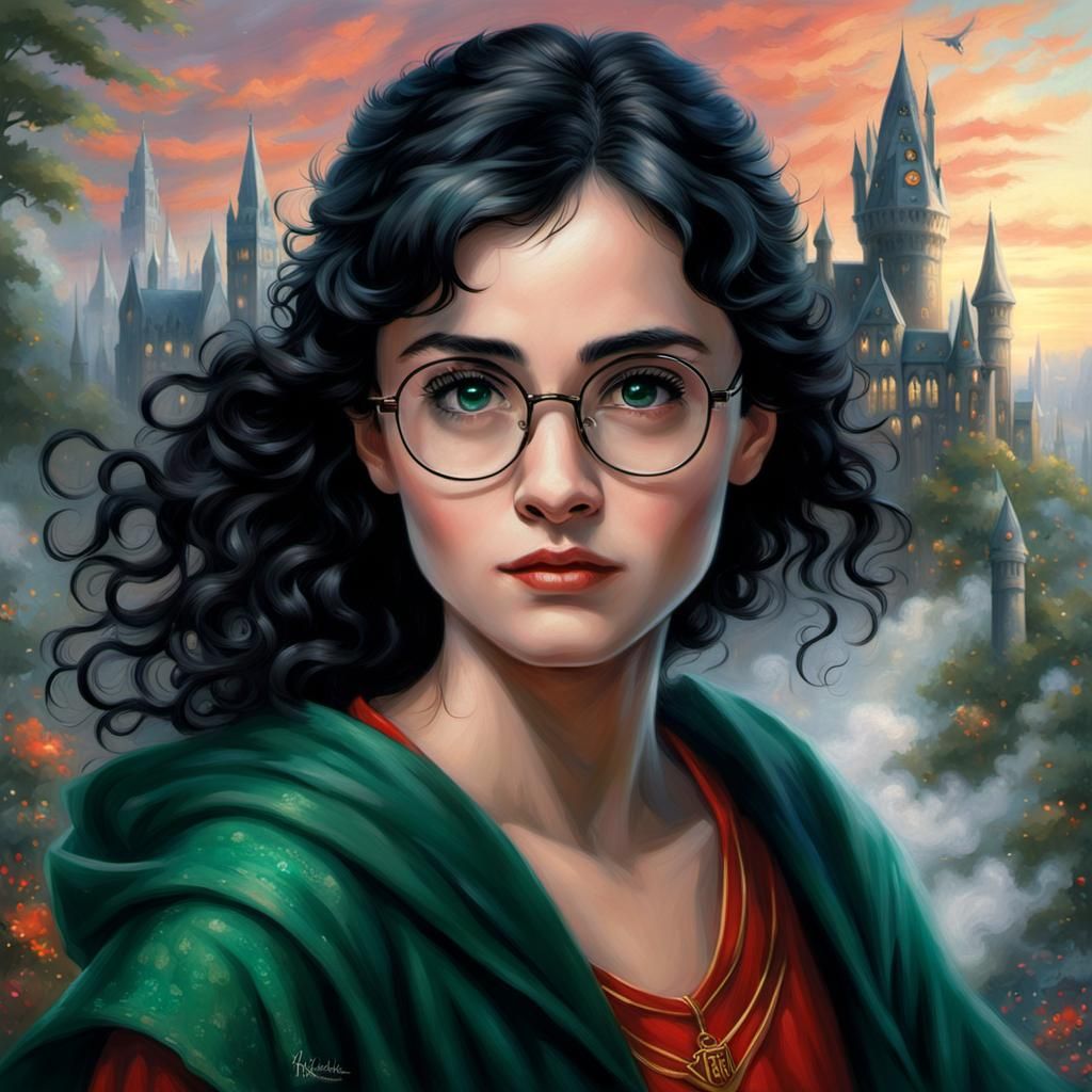 Female Harry Potter in Red Dress, Hyperdetailed