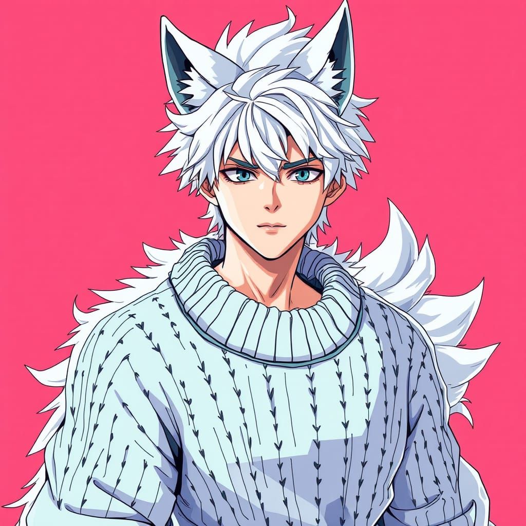Anime Boy with Wolf Features in Studio Trigger Style