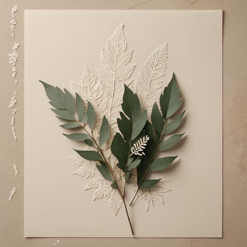Elegant Minimalist Stationery with Lace and Leaves