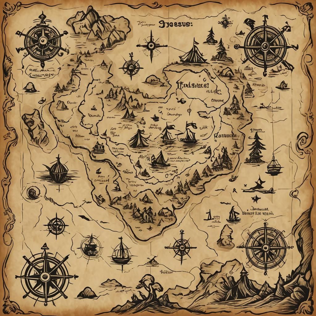 Classic Treasure Map Leading to Hidden X