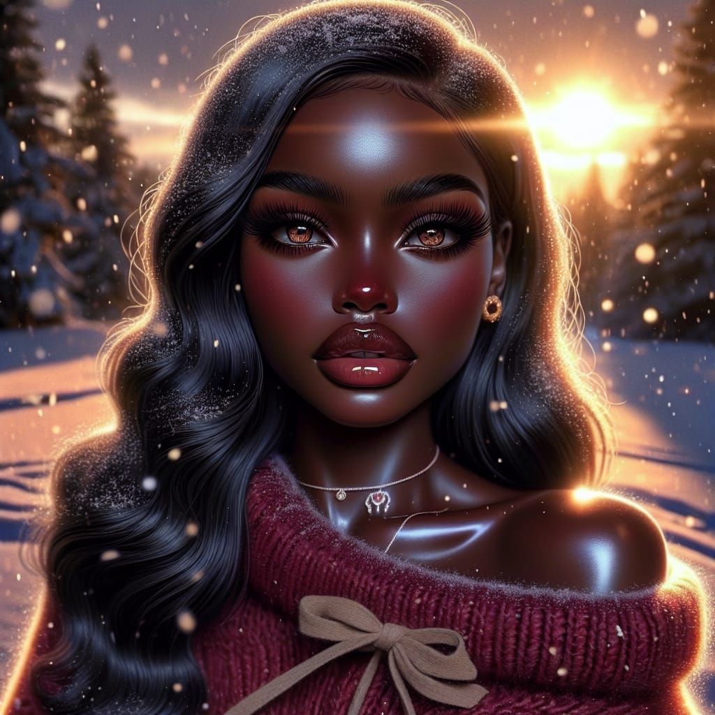 Serene Winter Wonderland in Hyperrealistic Style