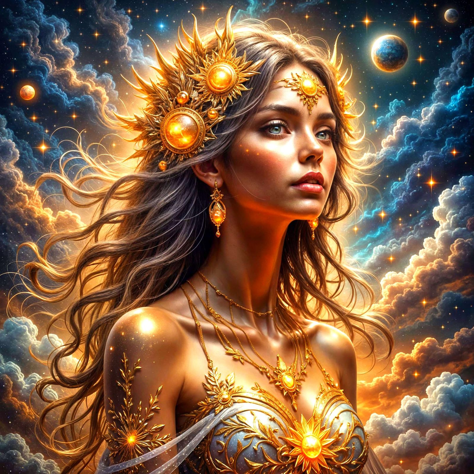 Celestial Goddess Radiates Cosmic Power in Ultra-Realistic P...