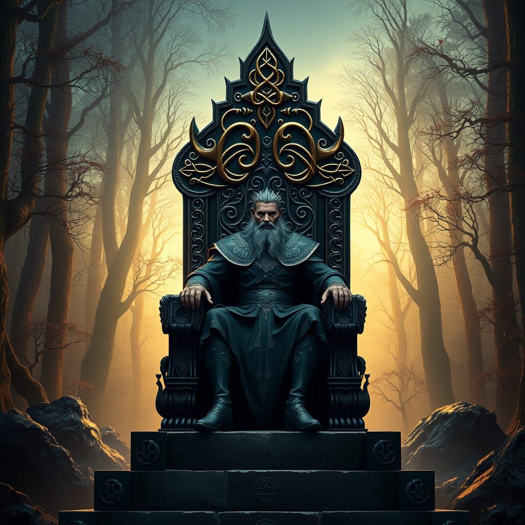Majestic Celtic Lord on Ornate Throne